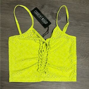 NWT Dolls Kill / Current Mood Green Eyelet Tank Top